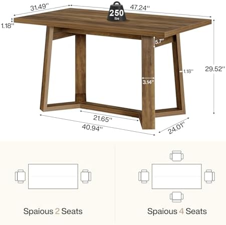 Tribesigns Home Office Desk  47 Inch Wood Executive Desk  Farmhouse Simple Computer Writing Table for Office  Study Room  or Workstation  Rustic Brown 