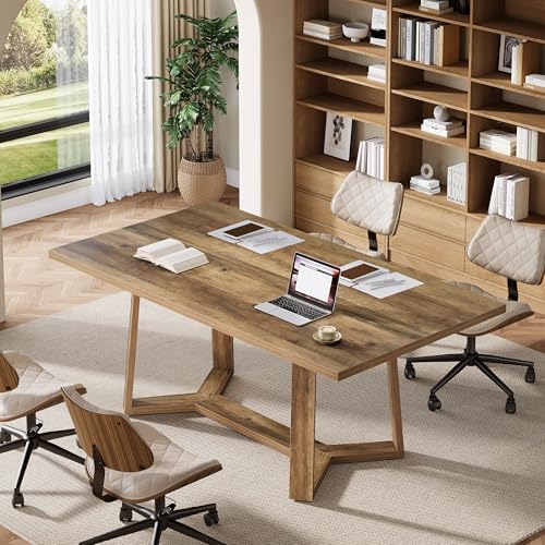 Tribesigns Home Office Desk  47 Inch Wood Executive Desk  Farmhouse Simple Computer Writing Table for Office  Study Room  or Workstation  Rustic Brown 