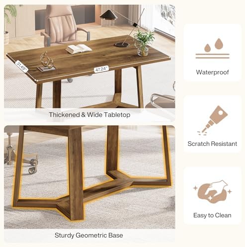 Tribesigns Home Office Desk  47 Inch Wood Executive Desk  Farmhouse Simple Computer Writing Table for Office  Study Room  or Workstation  Rustic Brown 
