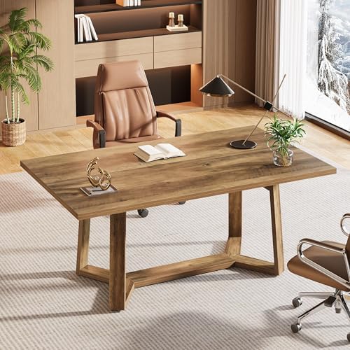 Tribesigns Home Office Desk  47 Inch Wood Executive Desk  Farmhouse Simple Computer Writing Table for Office  Study Room  or Workstation  Rustic Brown 
