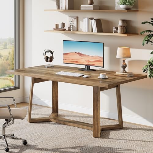 Tribesigns Home Office Desk  47 Inch Wood Executive Desk  Farmhouse Simple Computer Writing Table for Office  Study Room  or Workstation  Rustic Brown 