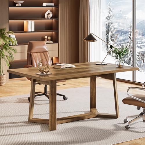 Tribesigns Home Office Desk  47 Inch Wood Executive Desk  Farmhouse Simple Computer Writing Table for Office  Study Room  or Workstation  Rustic Brown 