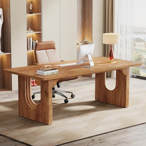 Tribesigns Modern Executive Desk  70 9 Large Office Computer Desk  Conference Table Meeting Room Table  Simple Workstation Business Furniture for Home Office  Brown