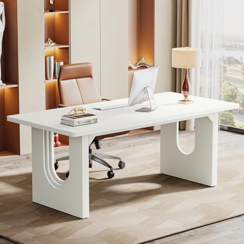 Tribesigns Modern Executive Desk  70 9 Large Office Computer Desk  Conference Table Meeting Room Table  Simple Workstation Business Furniture for Home Office  Brown