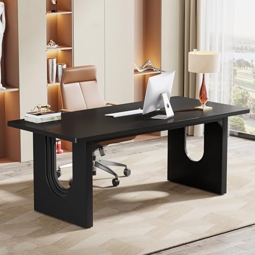 Tribesigns Modern Executive Desk  70 9 Large Office Computer Desk  Conference Table Meeting Room Table  Simple Workstation Business Furniture for Home Office  Brown