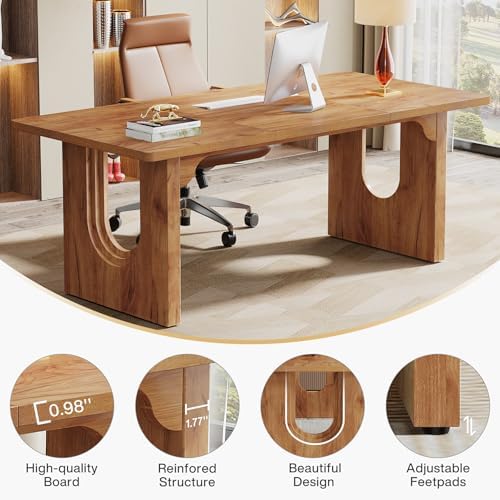 Tribesigns Modern Executive Desk  70 9 Large Office Computer Desk  Conference Table Meeting Room Table  Simple Workstation Business Furniture for Home Office  Brown