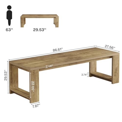 Tribesigns Two Person Desk  86 6 Inches Extra Long Desk  Double Computer Writing Table  Wood Large Desks Workstation for Home Office  Natural Oak