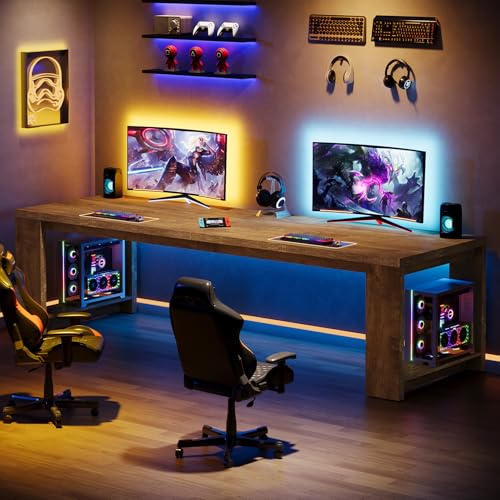 Tribesigns Two Person Desk  86 6 Inches Extra Long Desk  Double Computer Writing Table  Wood Large Desks Workstation for Home Office  Natural Oak
