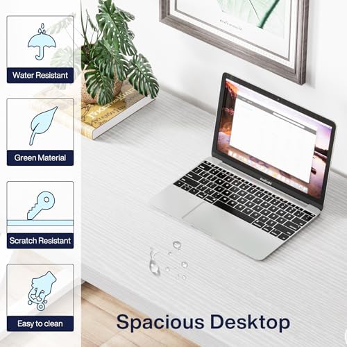Tribesigns Writing Computer Desk  55 inch Heavy Duty Study Desk with Z Shaped Metal Leg  Modern Simple Home Office Computer Desk  White