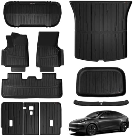 TripleAliners Floor Mats Compatible with Ford Ranger 2024 2025 SuperCrew Accessories All Weather Custom Fit 1st & 2nd Row TPE Truck Floor Liners Black