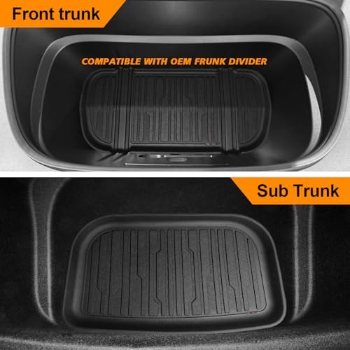TripleAliners Floor Mats Compatible with Ford Ranger 2024 2025 SuperCrew Accessories All Weather Custom Fit 1st & 2nd Row TPE Truck Floor Liners Black