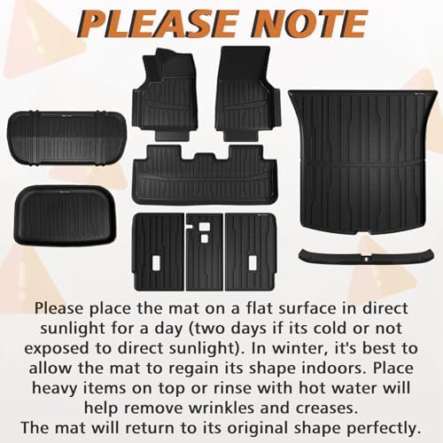 TripleAliners Floor Mats Compatible with Ford Ranger 2024 2025 SuperCrew Accessories All Weather Custom Fit 1st & 2nd Row TPE Truck Floor Liners Black