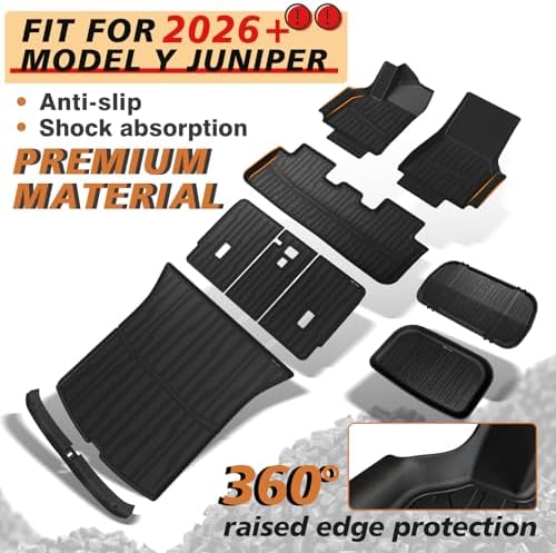 TripleAliners Floor Mats Compatible with Ford Ranger 2024 2025 SuperCrew Accessories All Weather Custom Fit 1st & 2nd Row TPE Truck Floor Liners Black