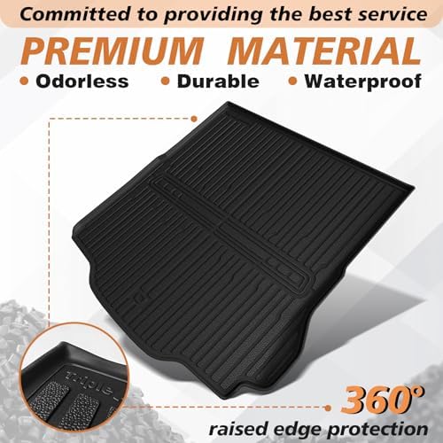 TripleAliners Floor Mats Compatible with Ford Ranger 2024 2025 SuperCrew Accessories All Weather Custom Fit 1st & 2nd Row TPE Truck Floor Liners Black