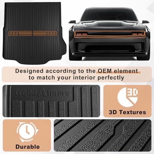 TripleAliners Floor Mats Compatible with Ford Ranger 2024 2025 SuperCrew Accessories All Weather Custom Fit 1st & 2nd Row TPE Truck Floor Liners Black