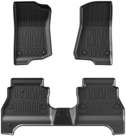 TripleAliners Floor Mats Compatible with Ford Ranger 2024 2025 SuperCrew Accessories All Weather Custom Fit 1st & 2nd Row TPE Truck Floor Liners Black