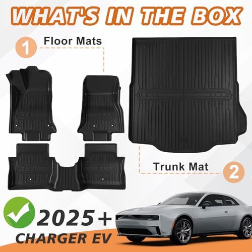 TripleAliners Floor Mats Compatible with Ford Ranger 2024 2025 SuperCrew Accessories All Weather Custom Fit 1st & 2nd Row TPE Truck Floor Liners Black
