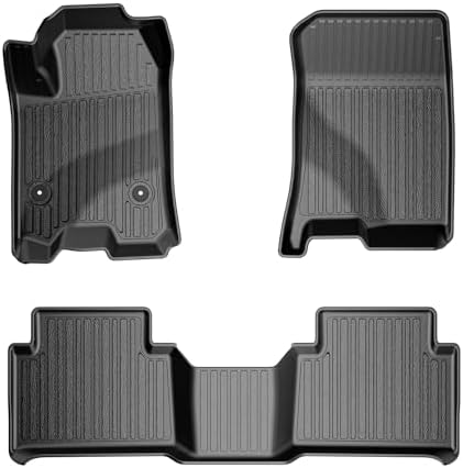 TripleAliners Floor Mats Compatible with Ford Ranger 2024 2025 SuperCrew Accessories All Weather Custom Fit 1st & 2nd Row TPE Truck Floor Liners Black