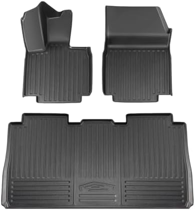 TripleAliners Floor Mats Compatible with Ford Ranger 2024 2025 SuperCrew Accessories All Weather Custom Fit 1st & 2nd Row TPE Truck Floor Liners Black