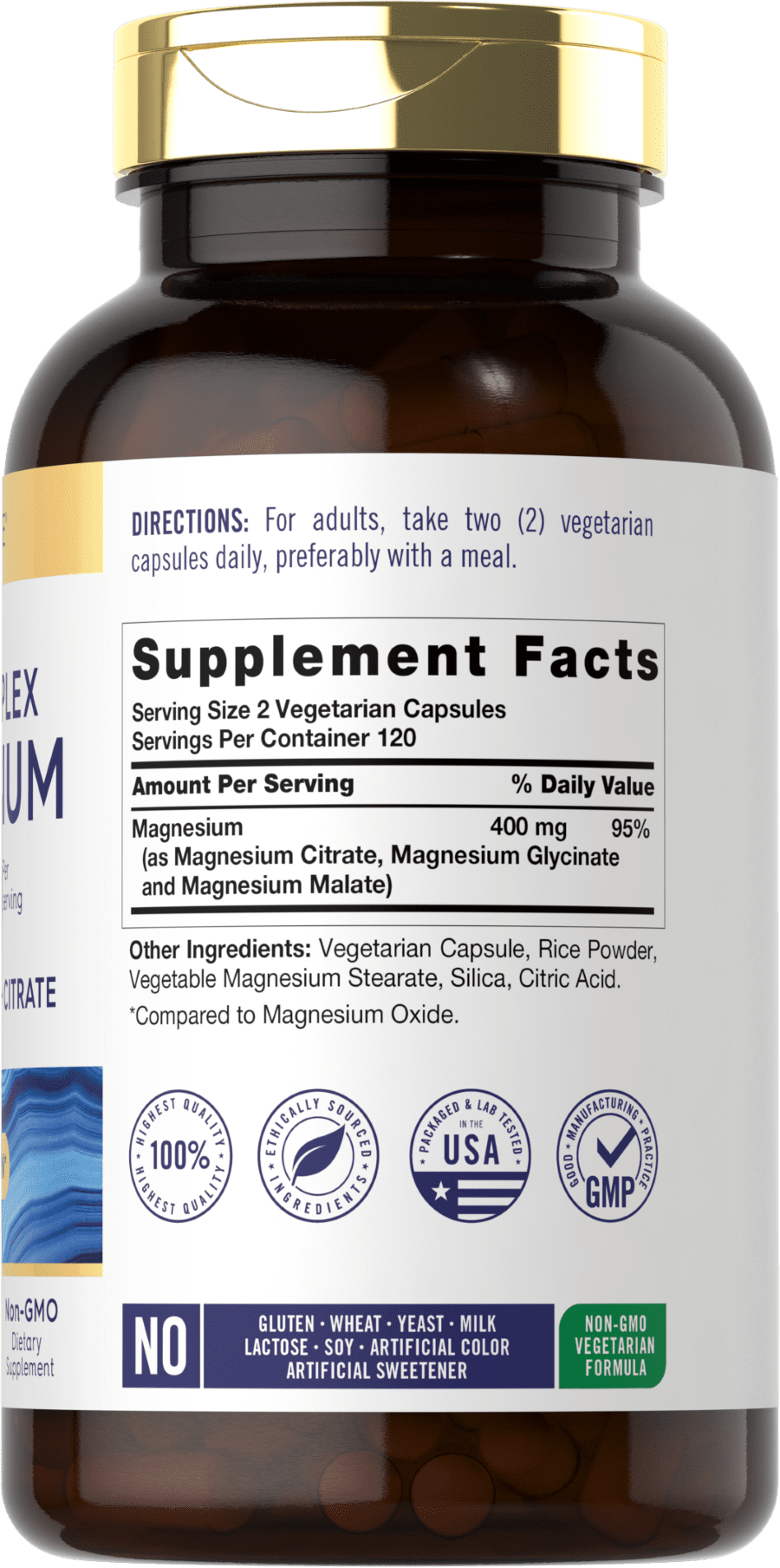 Triple Magnesium Complex   400 mg   240 Capsules   Magnesium Malate  Glycinate & Citrate   by Carlyle
