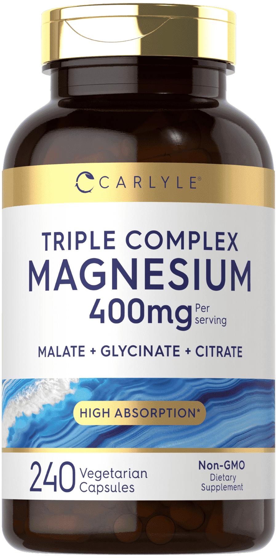 Triple Magnesium Complex   400 mg   240 Capsules   Magnesium Malate  Glycinate & Citrate   by Carlyle