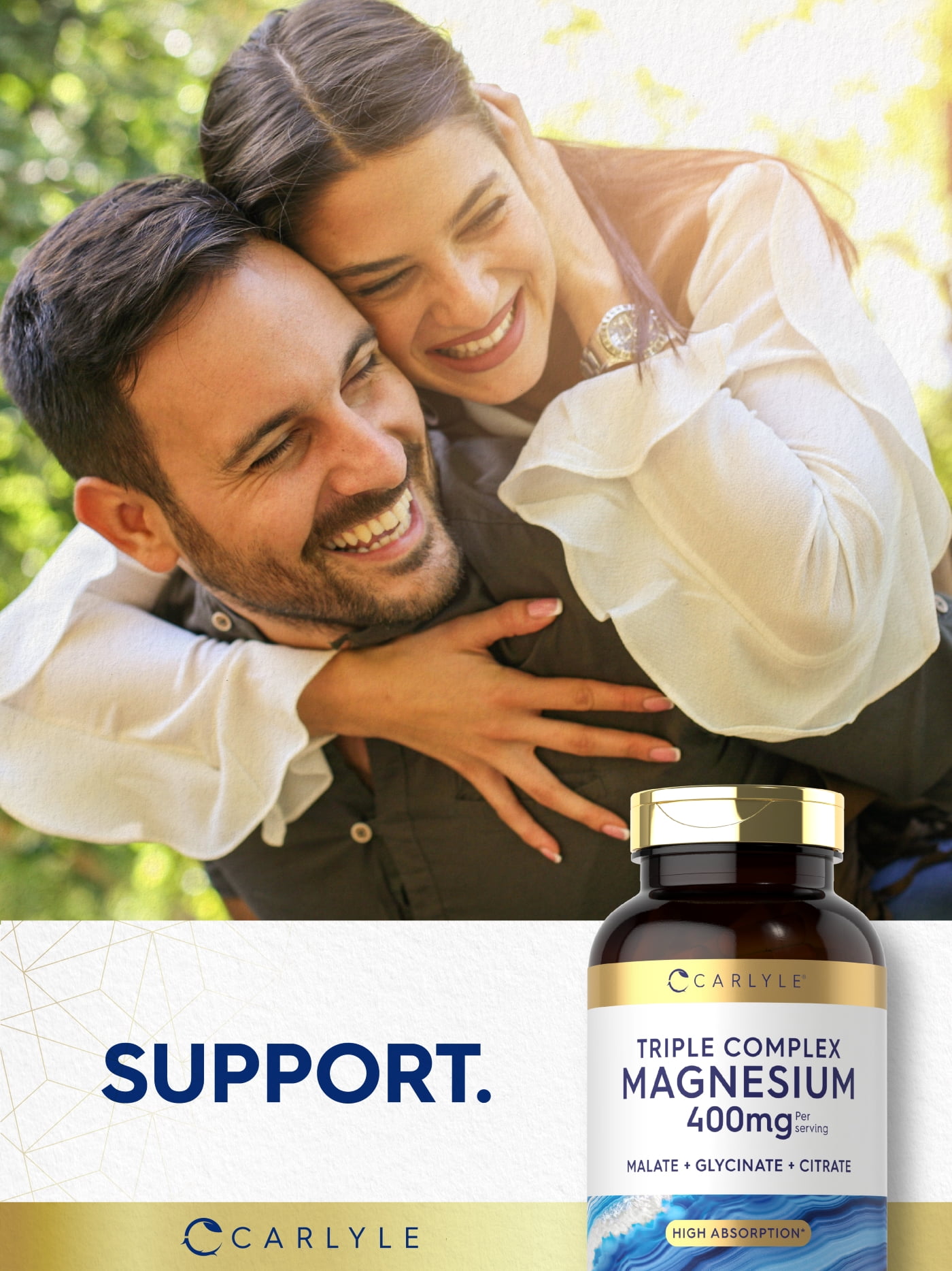 Triple Magnesium Complex   400mg   240 Capsules   Magnesium Malate  Glycinate & Citrate   by Carlyle