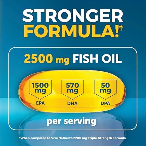 Triple Strength Omega 3 Fish Oil Supplement for Women and Men   2500 mg High Potency  Easy to Absorb Re esterified Triglyceride Form  Pescatarian Friendly DPA EPA DHA Omega 3 Supplement  180 Softgels
