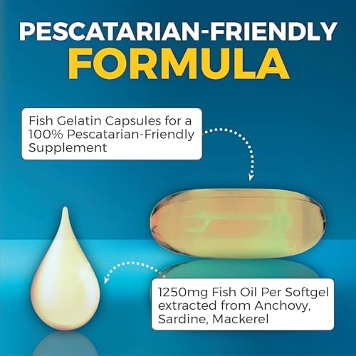 Triple Strength Omega 3 Fish Oil Supplement for Women and Men   2500 mg High Potency  Easy to Absorb Re esterified Triglyceride Form  Pescatarian Friendly DPA EPA DHA Omega 3 Supplement  180 Softgels