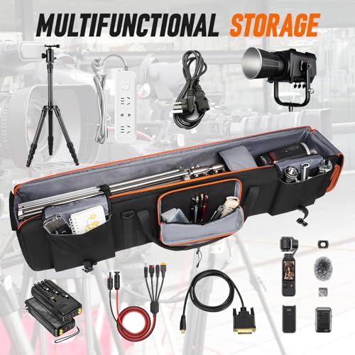 Tripod Carrying Case 50 Inch Tripod Light Stand and Photography Lighting Kit Bag Photo Studio Equipment Large Carrying Bag with 2 Removable Padding for Tripods Monopods Speaker Stands Mic Stand