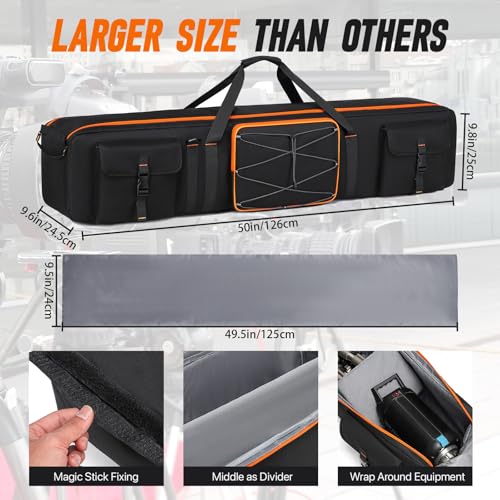 Tripod Carrying Case 50 Inch Tripod Light Stand and Photography Lighting Kit Bag Photo Studio Equipment Large Carrying Bag with 2 Removable Padding for Tripods Monopods Speaker Stands Mic Stand
