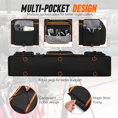 Tripod Carrying Case 50 Inch Tripod Light Stand and Photography Lighting Kit Bag Photo Studio Equipment Large Carrying Bag with 2 Removable Padding for Tripods Monopods Speaker Stands Mic Stand