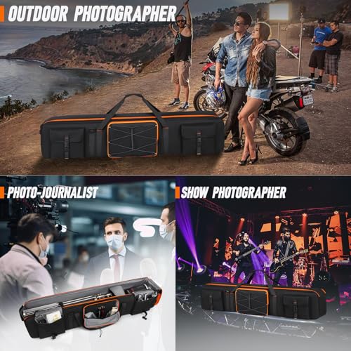 Tripod Carrying Case 50 Inch Tripod Light Stand and Photography Lighting Kit Bag Photo Studio Equipment Large Carrying Bag with 2 Removable Padding for Tripods Monopods Speaker Stands Mic Stand