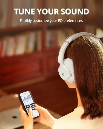 Tronsmart Q20S Hybrid Active Noise Cancelling Headphones  Wireless Over Ear Headphones with Mic  Hi Res Audio  60H Playtime  Deep Bass Custom EQ via App  Comfort Fit  for Travel Home Office