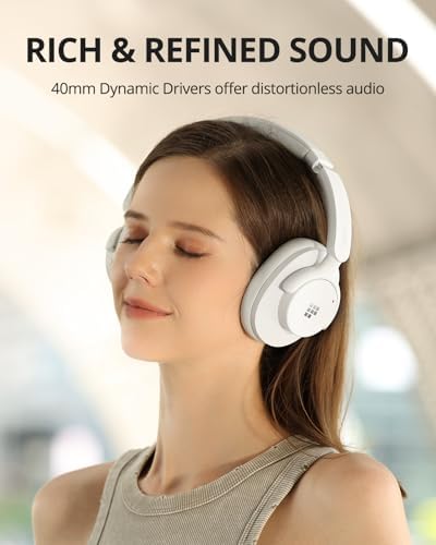 Tronsmart Q20S Hybrid Active Noise Cancelling Headphones  Wireless Over Ear Headphones with Mic  Hi Res Audio  60H Playtime  Deep Bass Custom EQ via App  Comfort Fit  for Travel Home Office