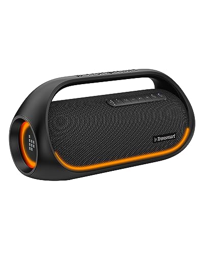 Tronsmart Upgraded Bang 60W Bluetooth Speakers with Subwoofer  IPX6 Waterproof Loud Bluetooth Speaker with 7 Color Light  15H Playtime  Custom EQ  Portable Speaker with Handle for Outdoor  Party