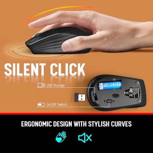 Trueque Wireless Keyboard and Mouse Combo   Full Size Quiet Keyboard with Palm Rest  Phone Holder  Multimedia Keys  Power Switch  Compatible with Windows  Chrome OS  PC  Laptop  Batteries Included 