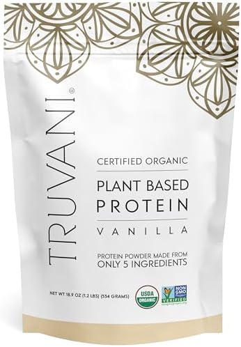 Truvani Plant Based Protein Powder   Vanilla   20g Organic Pea Protein   18 Servings   Vegan & Keto   Gluten & Dairy Free   Low Carb   No Added Sugar