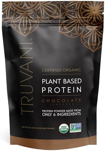 Truvani Plant Based Protein Powder   Vanilla   20g Organic Pea Protein   18 Servings   Vegan & Keto   Gluten & Dairy Free   Low Carb   No Added Sugar