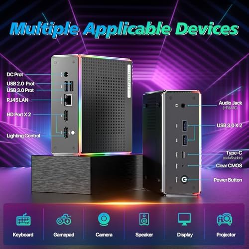 Trycoo Mini PC AMD Ryzen 7 7840HS 5 1GHz  8C/16T Mini Computers 16GB DDR5 RAM 512GB NVMe SSD WiFi 6 BT 5 2 HD DP Full Function Type C RJ45 TDP 65W Support 64GB RAM and 4TB SSD Extensions