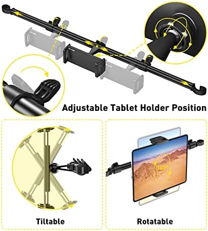Tryone Soporte para tablet de coche para iPad: soporte para tablet para asiento trasero de automóvil compatible con iPad Pro Air Mini | Galaxy Tab | Kindle Fire HD | Switch OLED u otros dispositivos de 4.7 a 16.1 pulgadas