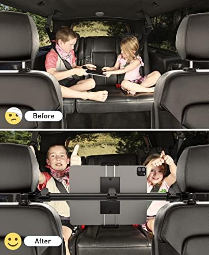 Tryone Soporte para tablet de coche para iPad: soporte para tablet para asiento trasero de automóvil compatible con iPad Pro Air Mini | Galaxy Tab | Kindle Fire HD | Switch OLED u otros dispositivos de 4.7 a 16.1 pulgadas