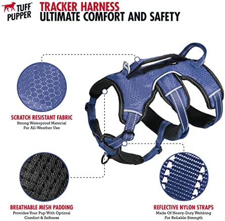 Tuff Pupper Escape Proof No Escape Dog Harness   5 Point Adjustable Fit Harness for Dogs   Padded Dog Harnesses   Handle Dog Lift Harnesses