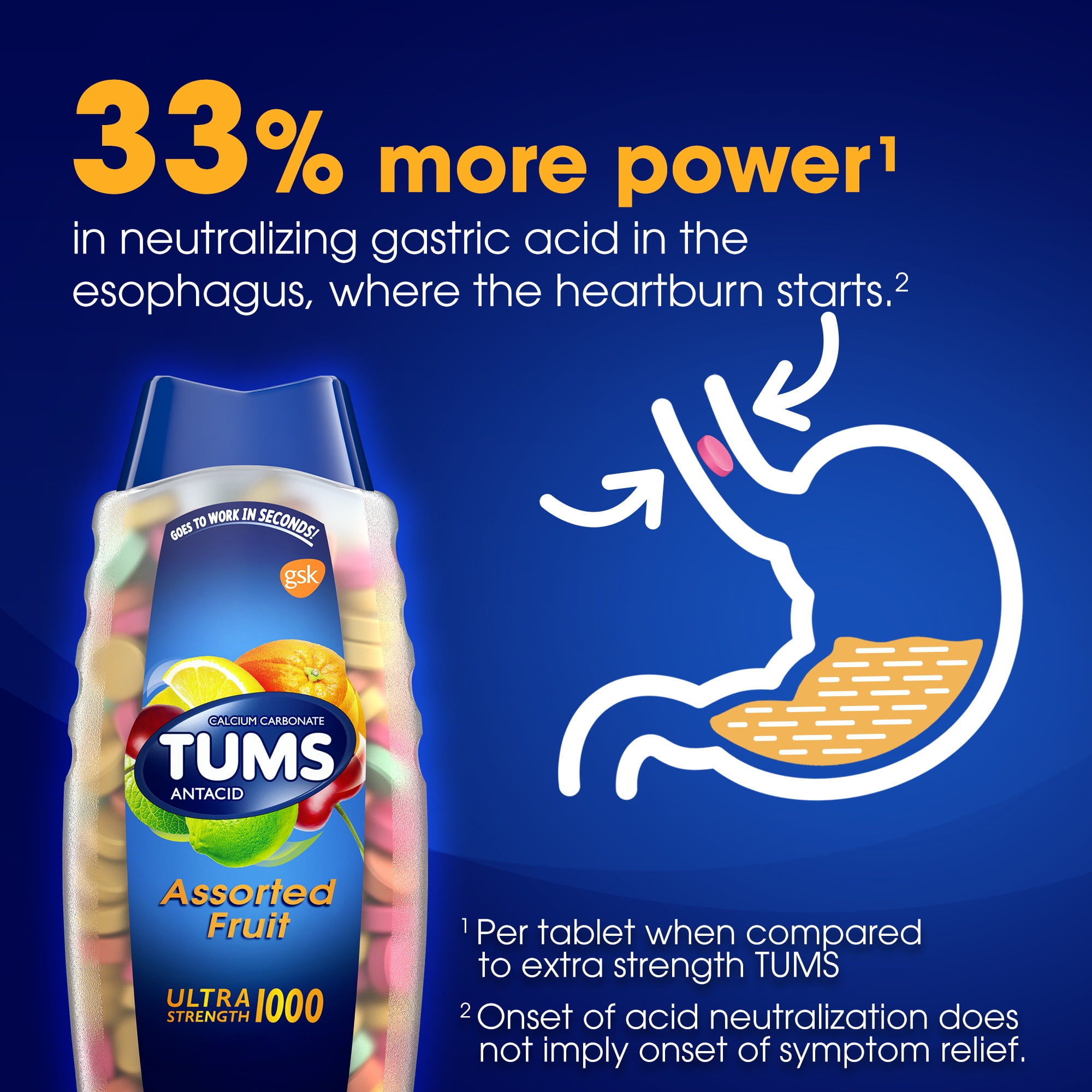 Tums Ultra Strength Heartburn Relief Chewable Antacid Tablets  Fruit  72 Count