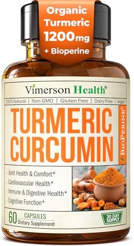 Turmeric Curcumin Supplement with Black Pepper Extract   High Potency Organic Turmeric 1200mg & 95  Curcuminoids for Joint & Digestive Health   Joint Support Supplement   60 Vegan Curcuma Capsules
