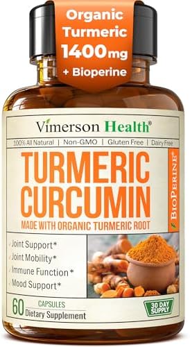 Turmeric Curcumin Supplement with Black Pepper Extract   High Potency Organic Turmeric 1200mg & 95  Curcuminoids for Joint & Digestive Health   Joint Support Supplement   60 Vegan Curcuma Capsules