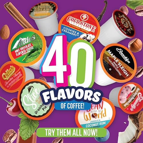 Two Rivers Coffee Flavored Coffee Pods Compatible with Keurig K Cup Brewers  Assorted Variety Pack Flavored Coffee  40 Count