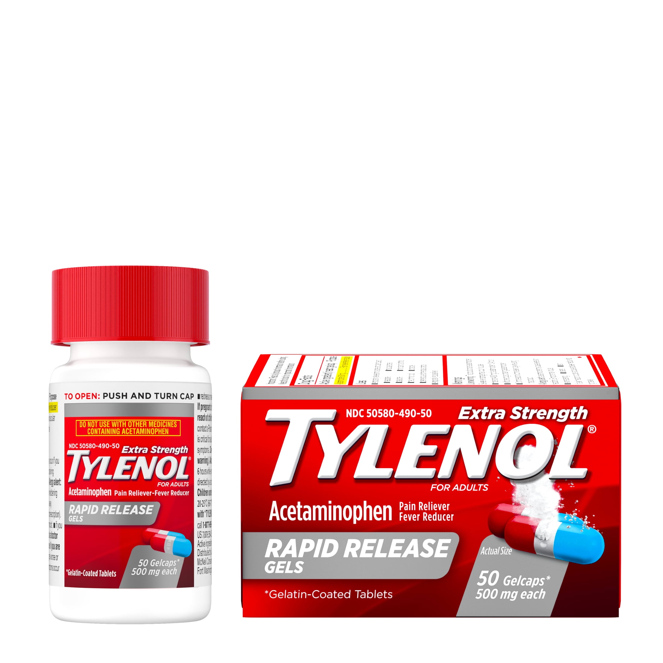 Tylenol Extra Strength 500 mg Acetaminophen Rapid Release Gels  50 Count