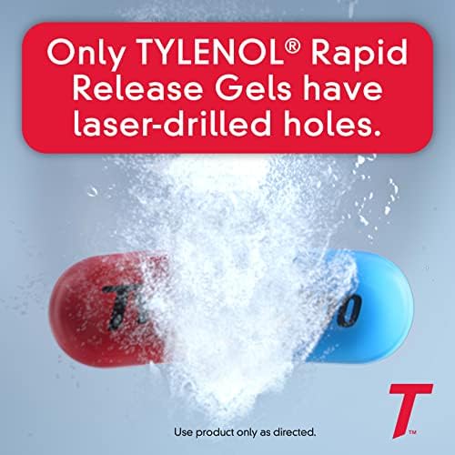 Tylenol Extra Strength Acetaminophen Rapid Release Gels  Extra Strength Pain Reliever & Fever Reducer  Gelcaps with Laser Drilled Holes  500 mg Acetaminophen  50 ct
