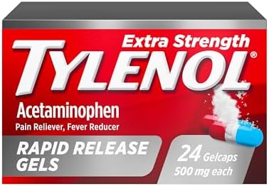 Tylenol Extra Strength Acetaminophen Rapid Release Gels  Fast  Strong Pain Relief  Fever Reducer Medicine  500 mg Gelcaps with Laser Drilled Holes for Fast Release  Value Size  225 Count