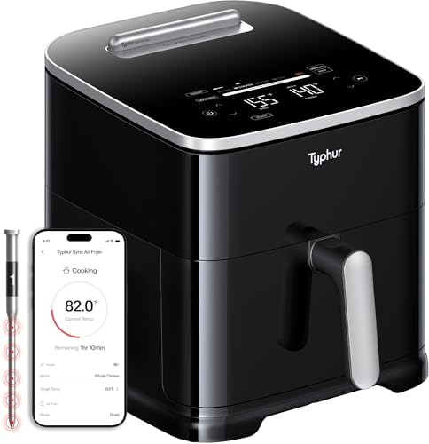 Typhur Dome 2 AI Smart Air Fryer  15 in 1 Large Flat Airfryer with Top & Bottom Heating  Self Cleaning Digital Fryer  PFAS Free Ceramic Basket  Fits a 12 Pizza or Steaks  Whisper Quiet  120V